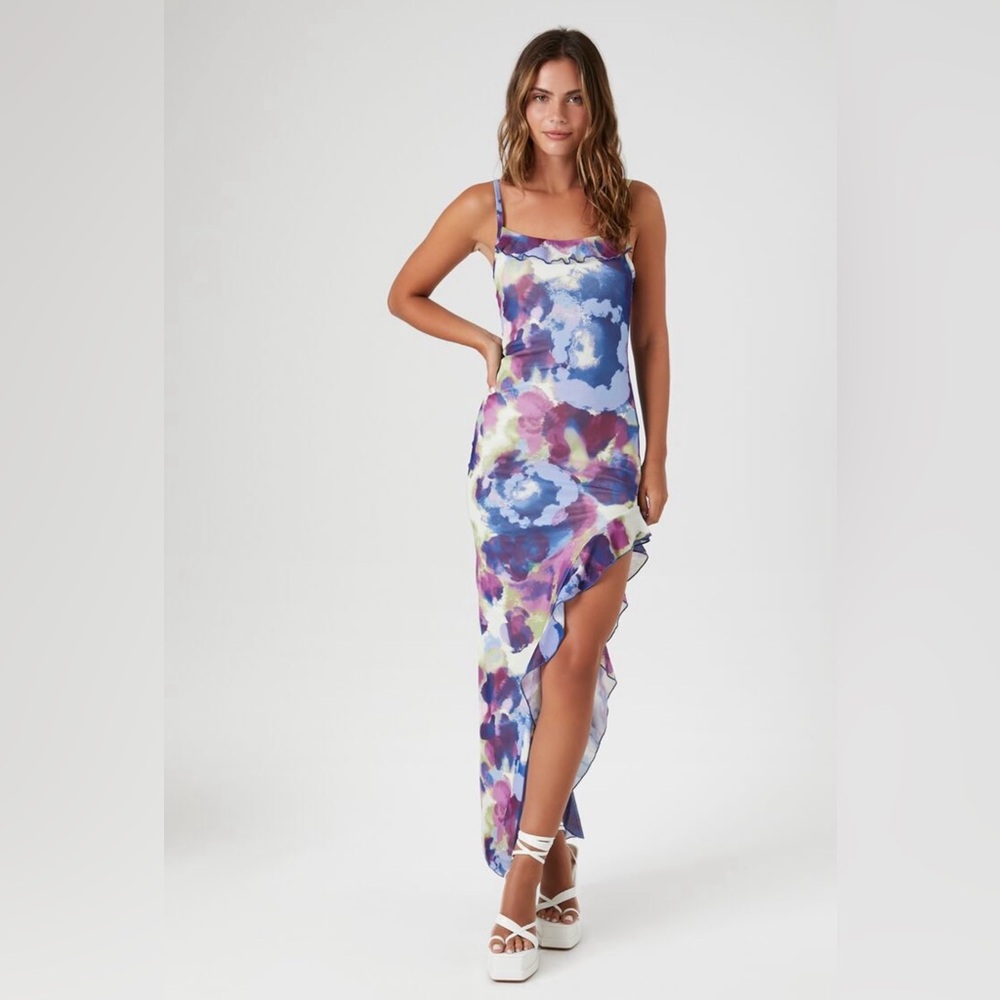 Abstract Floral Cami Maxi Dress